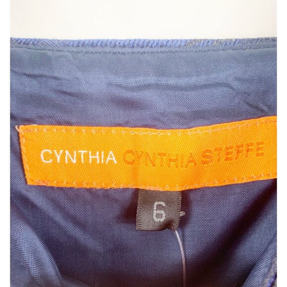 VTG Y2K Cynthia Cynthia Steffe Blue Damask Sweetheart Neck Romantic Dress Size 6 - Picture 3 of 16